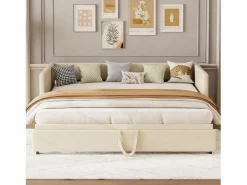 Best Cama nido 90/180x200cm, Sofá cama extensible con somier, estilo escandinavo, terciopelo, Beige