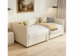 Best Cama nido 90/180x200cm, Sofá cama extensible con somier, estilo escandinavo, terciopelo, Beige