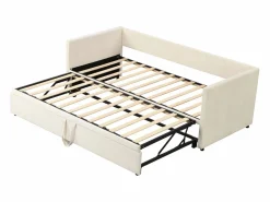 Best Cama nido 90/180x200cm, Sofá cama extensible con somier, estilo escandinavo, terciopelo, Beige