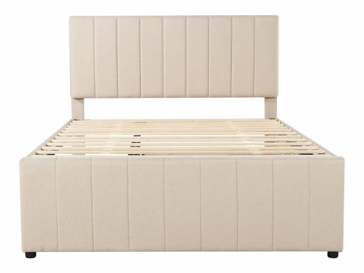 Hot Cama nido 140x200cm+90x190cm, cama con ruedas con 3 cajones, cama tapizada de lino, para niños y jóvenes, Cama Diván