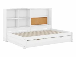 Cama nido 90x200cm+90x190cm, Sofá cama con cabecero con almacenaje y puerto de carga USB,