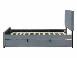 Merax Cama nido 2x90x190 cm con cabecero - Terciopelo - para niños - Somier incluido -