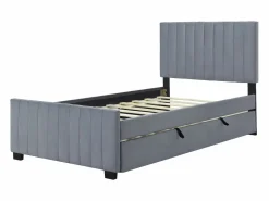 Merax Cama nido 2x90x190 cm con cabecero - Terciopelo - para niños - Somier incluido -
