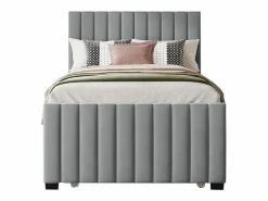 Merax Cama nido 2x90x190 cm con cabecero - Terciopelo - para niños - Somier incluido -