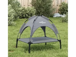 Clicnbuy Cama para perros con dosel antracita tela oxford y acero Gris antracita
