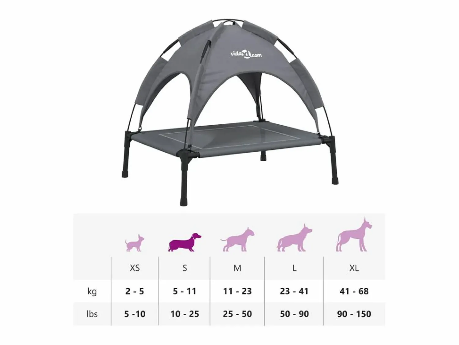 Clicnbuy Cama para perros con dosel antracita tela oxford y acero Gris antracita