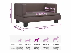 Cama para perros de cuero sintético marrón 60x40x30 cm Cama De Animales De Compañía