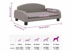 Clearance Cama para perros de tela gris taupé 70x45x30 cm Cama De Animales De Compañía