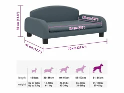 Clicnbuy Cama para perros de tela oscuro 70x45x30 cm