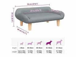 Clicnbuy Cama para perros de tela claro 70x40x24 cm