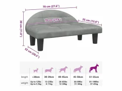 New Clicnbuy Cama para perros de terciopelo claro 70x52x30 cm Gris