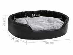 Discount Cama para perros felpa y cuero sintético gris 90x79x20 cm Cama De Animales De Compañía