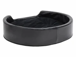 Clicnbuy Cama para perros felpa y cuero sintético negra 79x70x19 cm