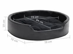 Clicnbuy Cama para perros felpa y cuero sintético negra 79x70x19 cm