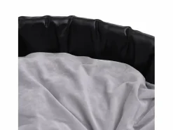Clicnbuy Cama para perros felpa y cuero sintético gris 79x70x19 cm Negro