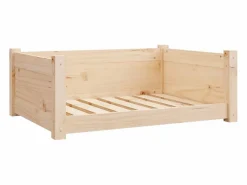Clicnbuy Cama para perros madera maciza de pino 75,5x55,5x28 cm