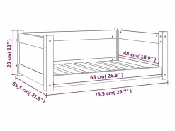 Clicnbuy Cama para perros madera maciza de pino 75,5x55,5x28 cm