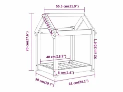 Discount Cama para perros madera maciza de pino 61x50x70 cm Cama De Animales De Compañía