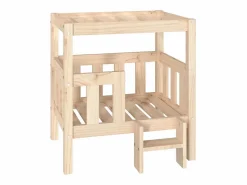 Clicnbuy Cama para perros madera maciza de pino 65,5x50,5x70 cm