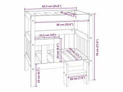 Clicnbuy Cama para perros madera maciza de pino 65,5x50,5x70 cm