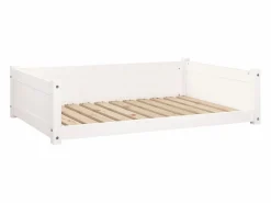 Clicnbuy Cama para perros madera maciza de pino 105,5x75,5x28 cm Blanco