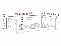 Clicnbuy Cama para perros madera maciza de pino 105,5x75,5x28 cm Blanco