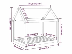 New Cama para perros madera maciza de pino 111x80x100 cm Cama De Animales De Compañía
