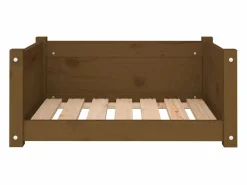 Clicnbuy Cama para perros madera maciza pino marrón miel 65,5x50,5x28 cm