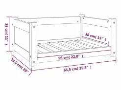Clicnbuy Cama para perros madera maciza pino marrón miel 65,5x50,5x28 cm