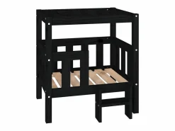 Clicnbuy Cama para perros madera maciza de pino 65,5x50,5x70 cm Negro