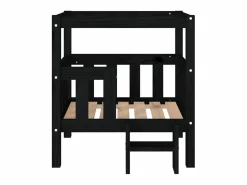 Clicnbuy Cama para perros madera maciza de pino 65,5x50,5x70 cm Negro