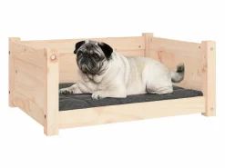 New Clicnbuy Cama para perros 65,5x50,5x28 cm de madera maciza de pino Marru00f3n