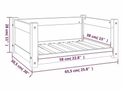 New Clicnbuy Cama para perros 65,5x50,5x28 cm de madera maciza de pino Marru00f3n