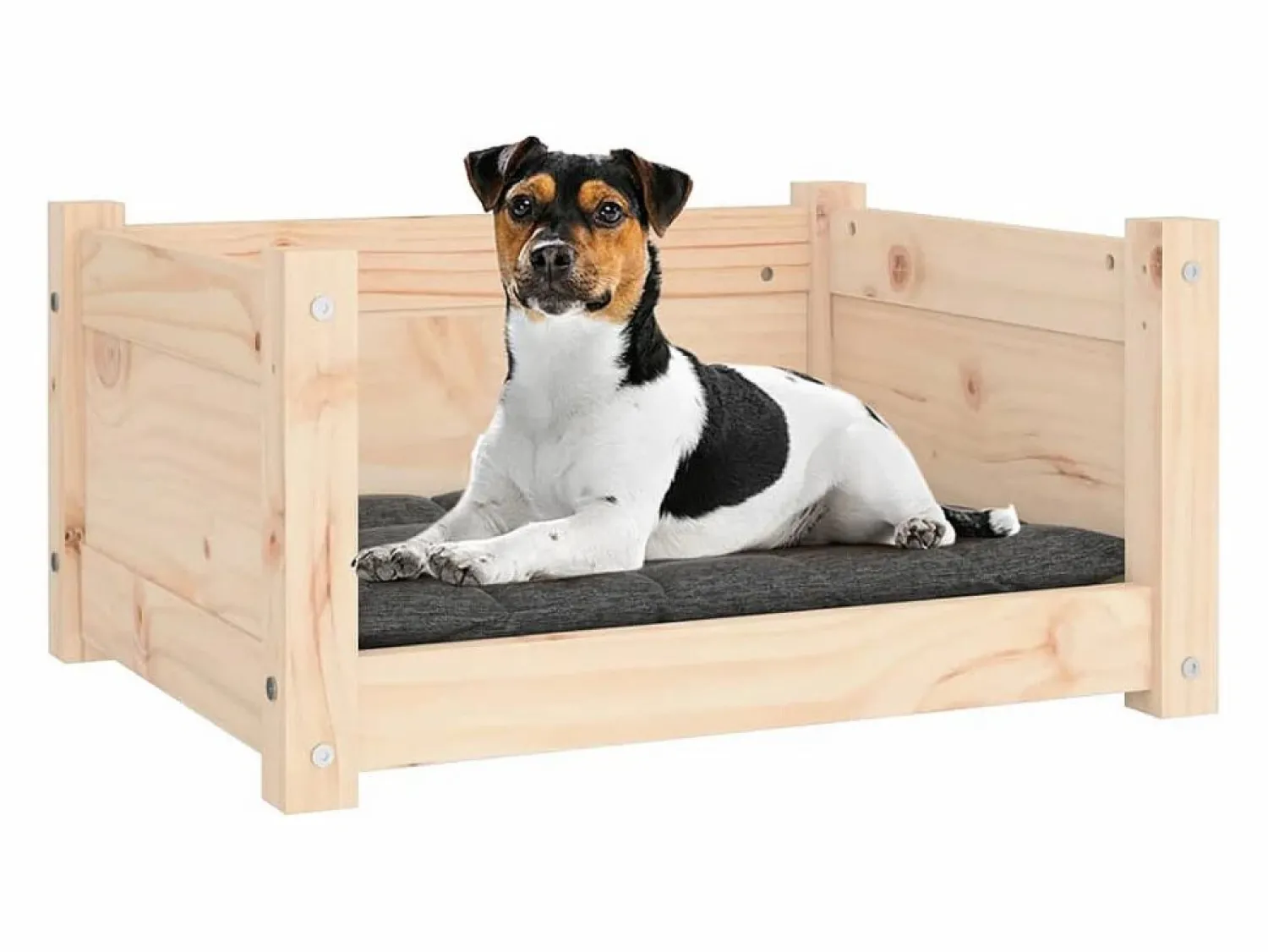 Clicnbuy Cama para perros 55,5x45,5x28 cm de madera maciza de pino