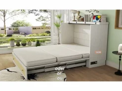 ModernLuxe Cama plegable 140×200 cm - con toma USB y enchufe - (colchón no incluido)
