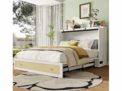 ModernLuxe Cama plegable 140×200 cm - con toma USB y enchufe - (colchón no incluido)
