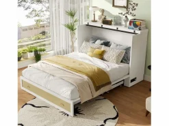 ModernLuxe Cama plegable 140×200 cm - con toma USB y enchufe - (colchón no incluido)