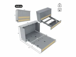 Clearance Cama plegable 140×200 cm - con toma USB y enchufe - (colchón no incluido) Cama Abatible