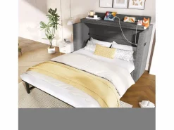 New Cama plegable 140 x 200 cm - 1 cajón - Compartimento de almacenamiento - Puertos USB y Type-C - (colchón no incluido) Cama Abatible