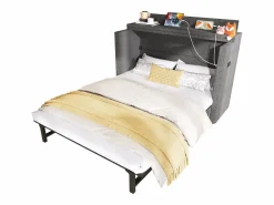 New Cama plegable 140 x 200 cm - 1 cajón - Compartimento de almacenamiento - Puertos USB y Type-C - (colchón no incluido) Cama Abatible