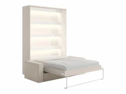 Online Cama plegable 140 x 200 cm apertura manual con leds + colchón + sofá - RAPILI Cama Abatible