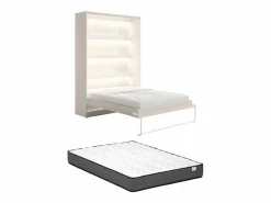 Vente-unique Cama plegable 140 x 200 cm apertura vertical manual leds + colchón - RAPILI