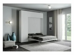Les Tendances Cama plegable con columna contenedor y muebles altos de fresno , Kanto 160x190 cm