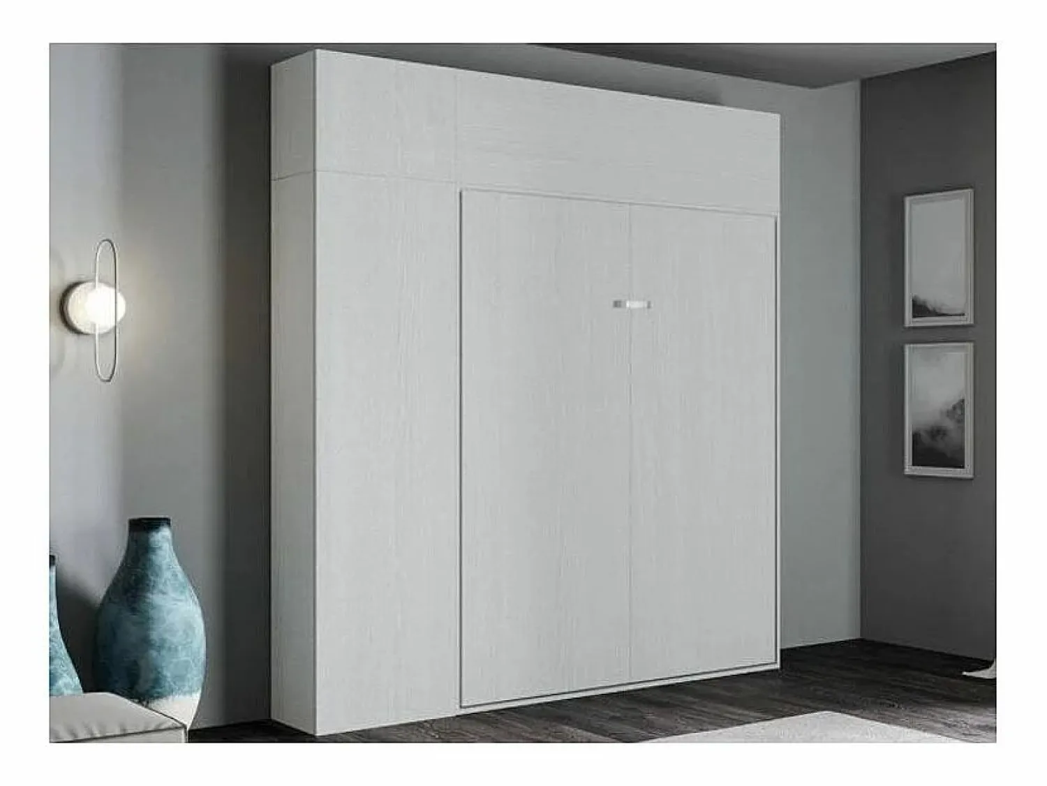 Les Tendances Cama plegable con columna contenedor y muebles altos de fresno , Kanto 160x190 cm