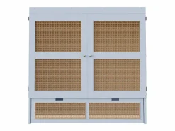 Outlet Cama plegable de 140 x 200 cm con cajones y diseño de ratán - Madera - Colchón no incluido. Cama Abatible