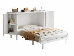 Merax Cama plegable infantil - 140 x 200 cm - con compartimentos de almacenaje - diseño de ratán y madera -