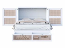 Merax Cama plegable juvenil - 140 x 200 cm - Cama abatible de pared con cajones - Pino + contrachapado + MDF -