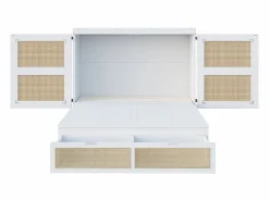 Merax Cama plegable juvenil - 140 x 200 cm - Cama abatible de pared con cajones - Pino + contrachapado + MDF -