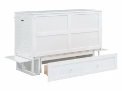 New Cama plegable móvil - 140 x 200 cm - Cama convertible - Cajones y estante - Pino y MDF - Cama Abatible