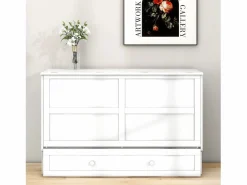 Merax Cama plegable móvil - 140 x 200 cm - convertible en cama - con cajones y estante - pino y MDF -